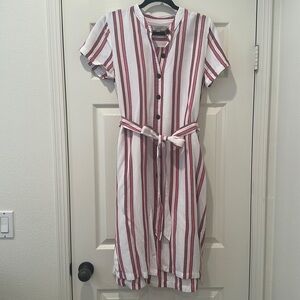 Loft midi stripped dress with belt & pockets!